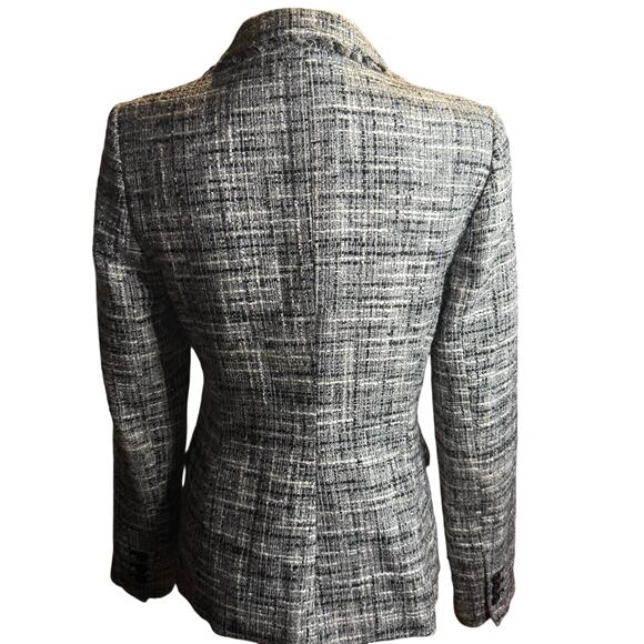 DKNY Tweed Blazer Jacket, Black Gray Frayed Edge Boucle Career, Size 4 - Picture 3 of 10
